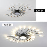 Modern LED Ceiling Light – 28+1 Heads Black Firework Semi Flush Mount Chandelier for Bedroom, Living Room, Dining Room